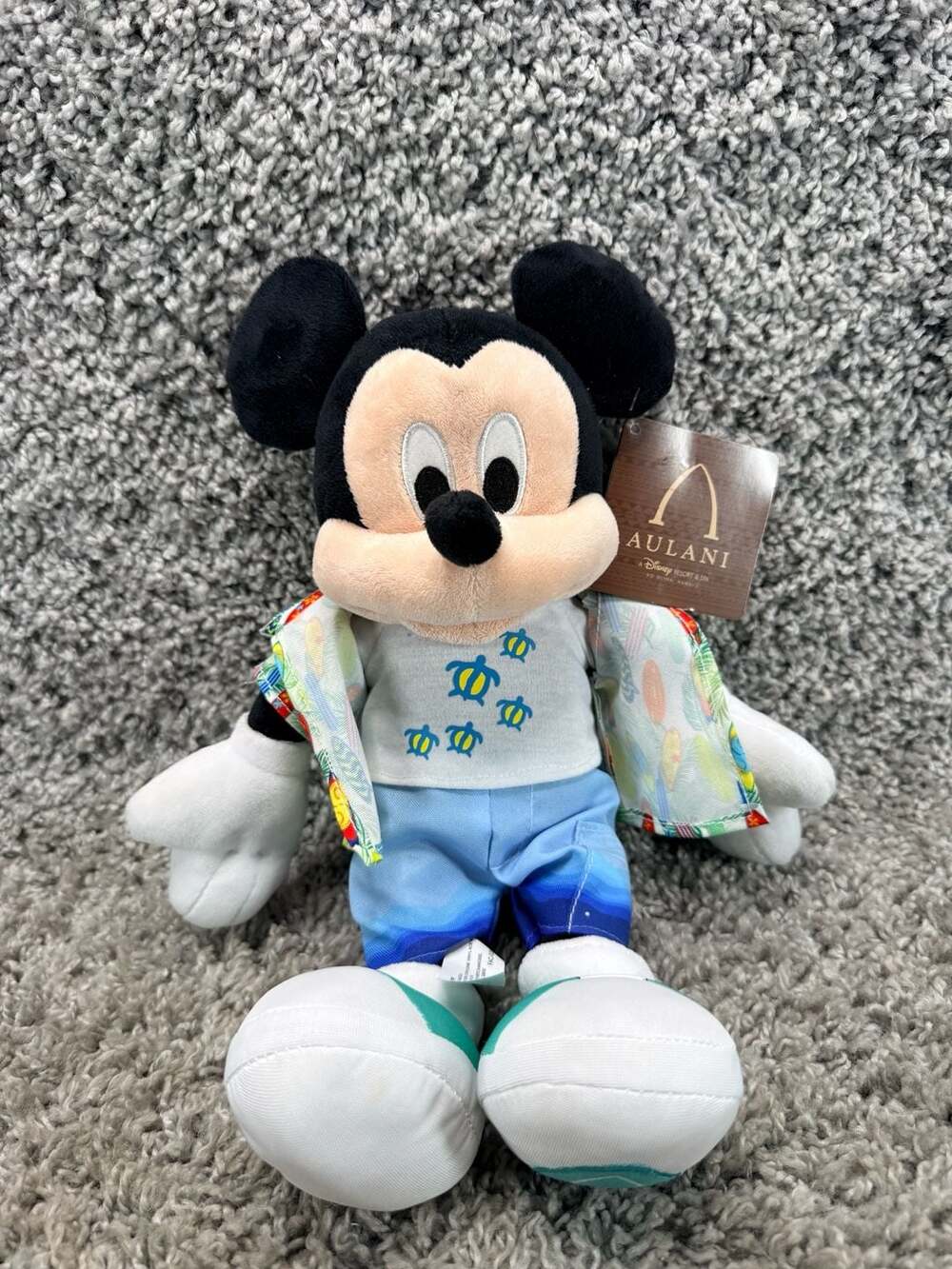 Disney Aulani Resort Mickey Mouse Plush with Surfboard Shirt